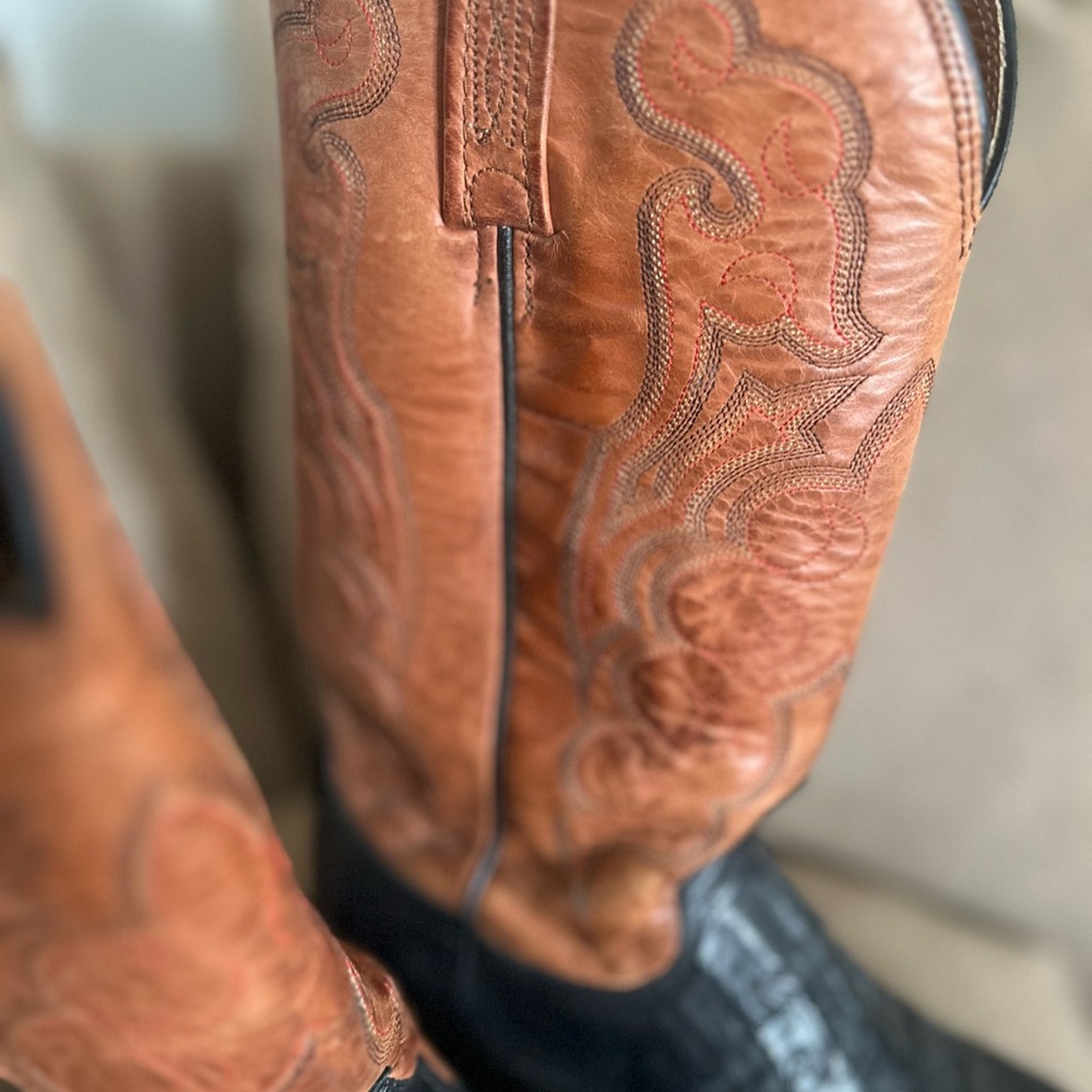 Lucchese Caiman Crocodile exotic leather skin boots. 10 D - Picture 7 of 16